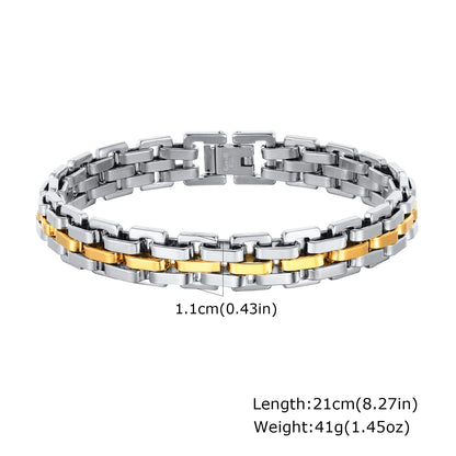 Gents Bracelet for Men, Two Tone Stainless Steel Bracelet, Men Jewelry