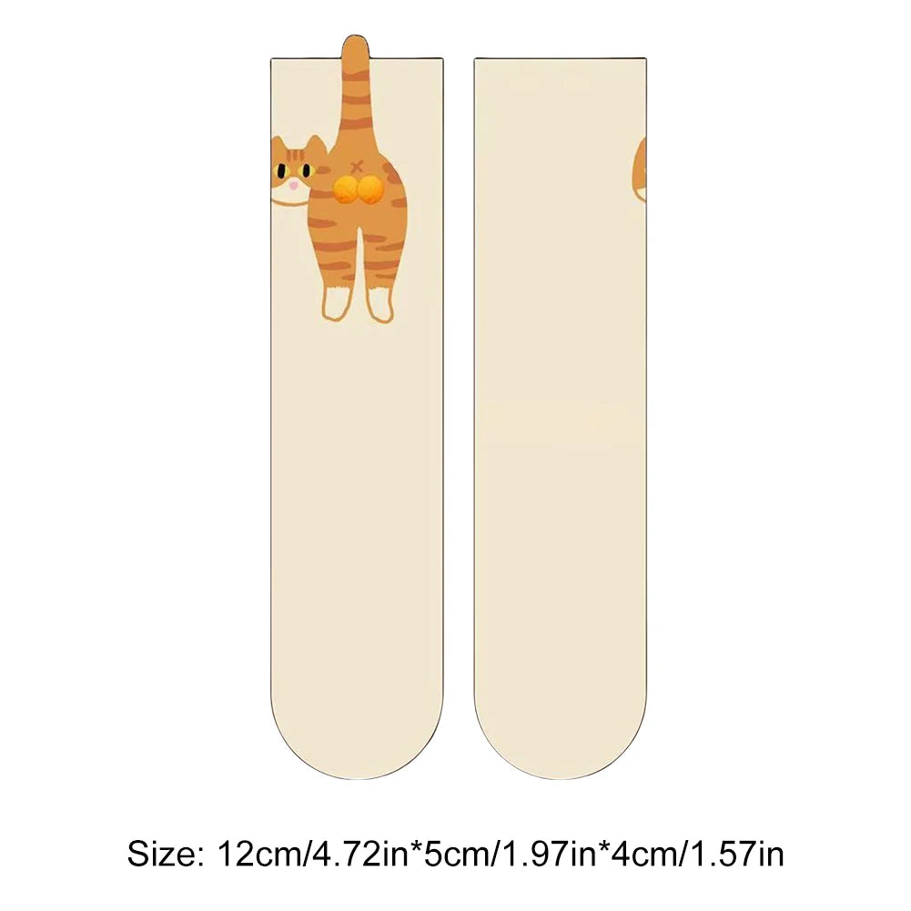 2/1Pair Funny Cotton Socks with Balls Soft Cotton Socks Breathable Cat Middle Tube Socks Novelty Gifts for Cat Lovers