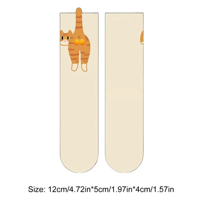 2/1Pair Funny Cotton Socks with Balls Soft Cotton Socks Breathable Cat Middle Tube Socks Novelty Gifts for Cat Lovers