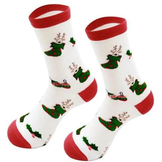 Christmas Mid-Calf Socks for Men Women Santa Claus Autumn Winter Gingerbread Man Cotton Elastic Gift Party Calf-Length Socks - HORA GIFT