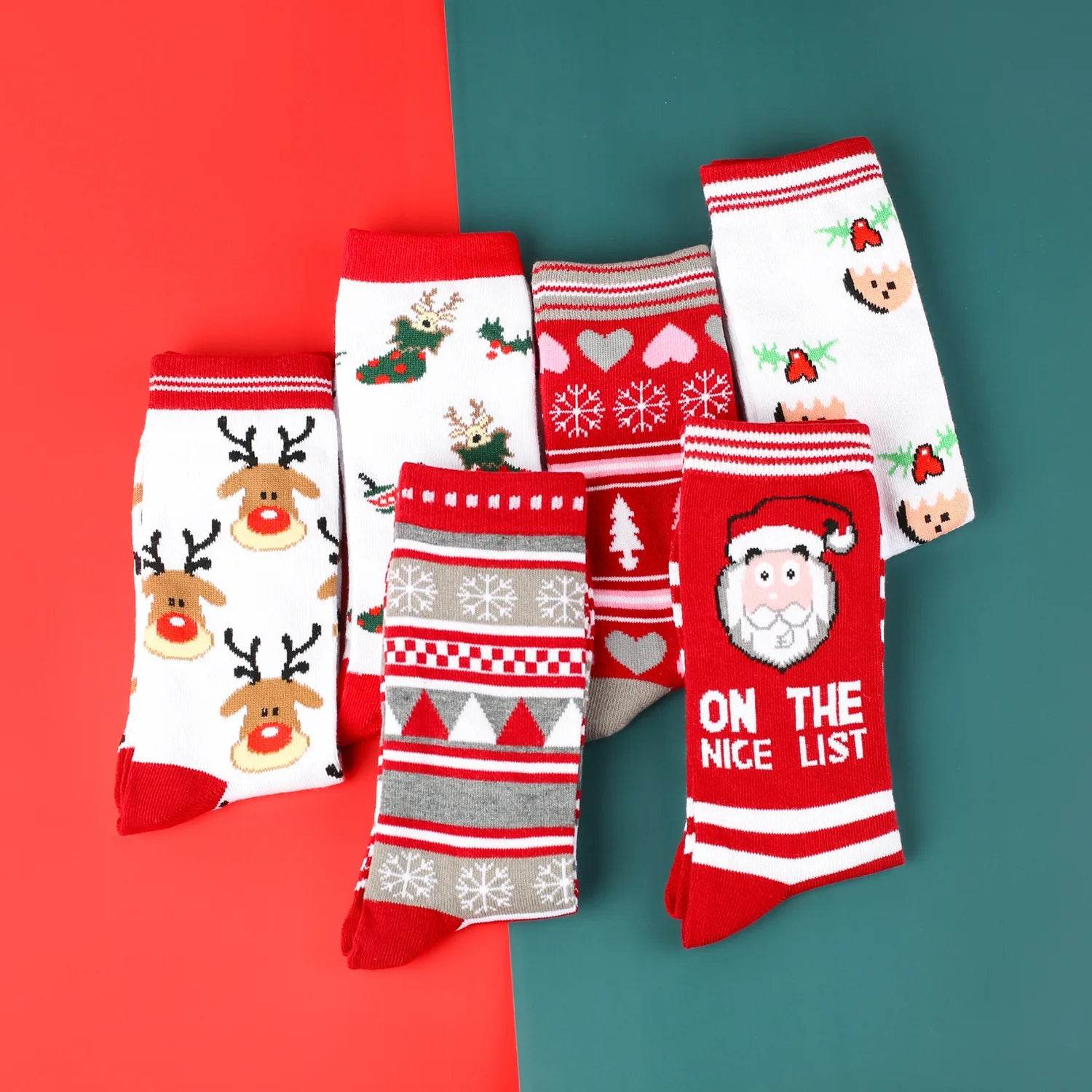 Christmas Mid-Calf Socks for Men Women Santa Claus Autumn Winter Gingerbread Man Cotton Elastic Gift Party Calf-Length Socks - HORA GIFT