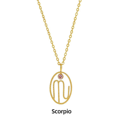 Zodiac Necklace for Women Aries Leo Pisces Sagittarius 12 Constellation Stainless Steel Neck Chains Jewelry Girl Birthday Gifts - HORA GIFT