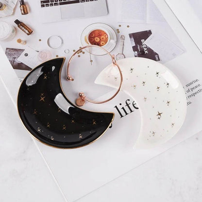 1pc ceramic moon jewelry dish - HORA GIFT