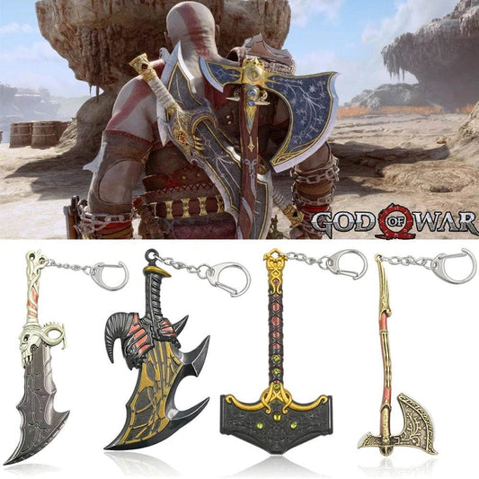 New God of War Ragnarok Keychain Kratos Ares Thor's Hammer Mjolnir Blades of Exile Leviathan Axe Weapon Penant Key Chain Jewelry - HORA GIFT