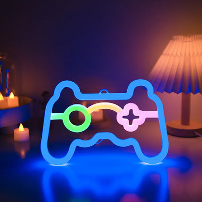 LED Game Neon Sign Gamepad Controller Neon Signs Gaming Wall Lights Decor for Game Room Gift Camping Children Room Party Decor