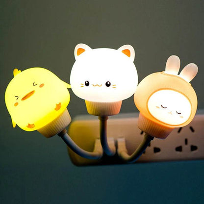 USB Night Light LED Cute Cartoon Night Lamp Bear Chick Kitten for Baby Kid Bedroom Decoration Bedside Lamp - HORA GIFT