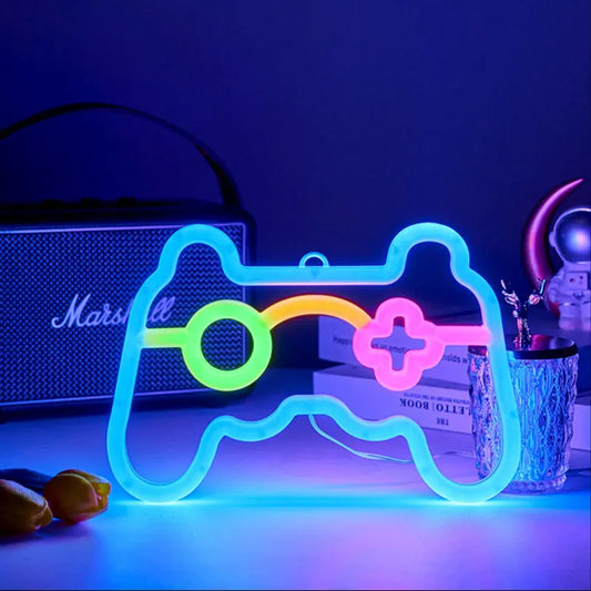 LED Game Neon Sign Gamepad Controller Neon Signs Gaming Wall Lights Decor for Game Room Gift Camping Children Room Party Decor
