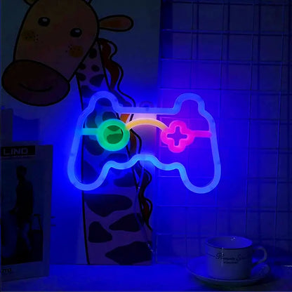 LED Game Neon Sign Gamepad Controller Neon Signs Gaming Wall Lights Decor for Game Room Gift Camping Children Room Party Decor