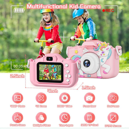 Kids Camera Digital Dual Camera HD 1080P Video Camera Toys 2 Inch IPS Screen 1080P HD Mini Cam Color Display Children Birthday G