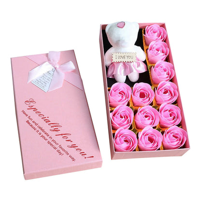 Soap Rose Romantic Scented Bath Soap Flowers Home Decor Fake Flower Wedding Pink Petal Valentine's Day Party Gift Box