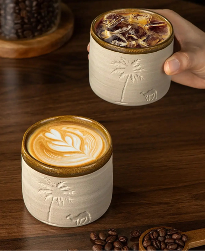1pc Desert Camel & Palm Tree Ceramic Coffee Mug Coffee Cup - Reusable, Hand-Wash, Gift, Home Decor, Durable Cup for Gatherings