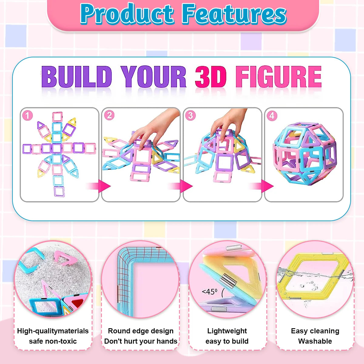 Magnetic Blocks Magnetic Building Blocks Set Magnetic Blocks STEM Toys Creativity Educational Construction Toys for Kids Gifts