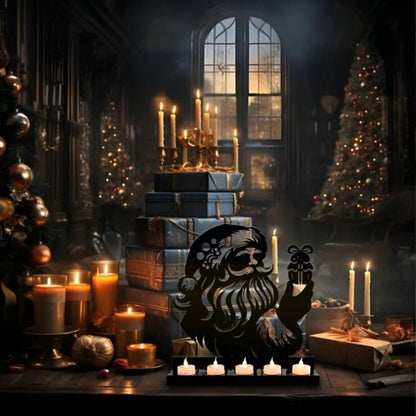 Rustic Santa Claus Candlestick - Premium Metal Christmas Candle Holder, Artistic Tabletop Decor for Living Room & Holiday Tables