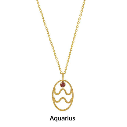 Zodiac Necklace for Women Aries Leo Pisces Sagittarius 12 Constellation Stainless Steel Neck Chains Jewelry Girl Birthday Gifts - HORA GIFT