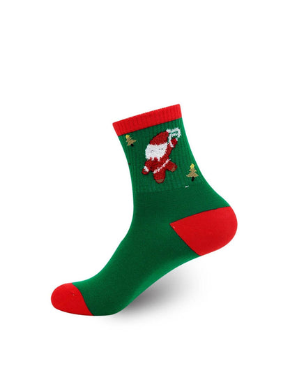 5 Pairs Socks Cartoon Christmas Socks Snowman Elk Socks Women Socks - HORA GIFT