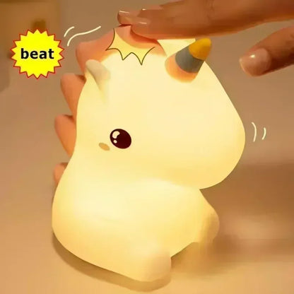 【Perfect Christmas Gift】Adorable Unicorn Silicone Night Light – USB Rechargeable 3-Level Dimmable Touch Lamp