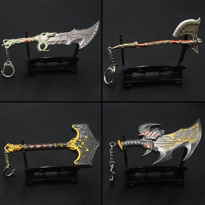 New God of War Ragnarok Keychain Kratos Ares Thor's Hammer Mjolnir Blades of Exile Leviathan Axe Weapon Penant Key Chain Jewelry - HORA GIFT