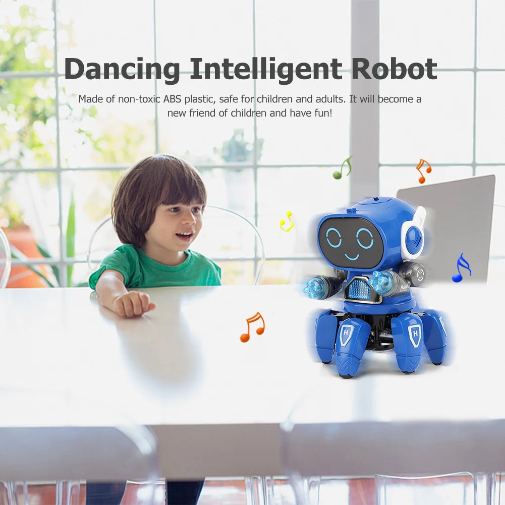 Electronic Dancing Robot Toy Rotatable with Music Light Early Education Toys Movable Noisy Robot Toys for Children Birthday Gift