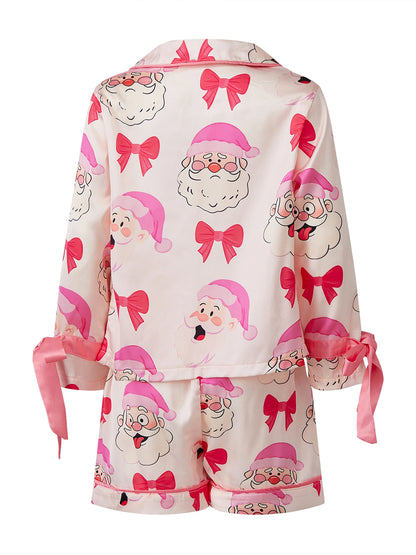Festive Family Matching Pajamas Set with Reindeer Print Long Sleeve Tops and Pants for Christmas Eve Cozy Time
