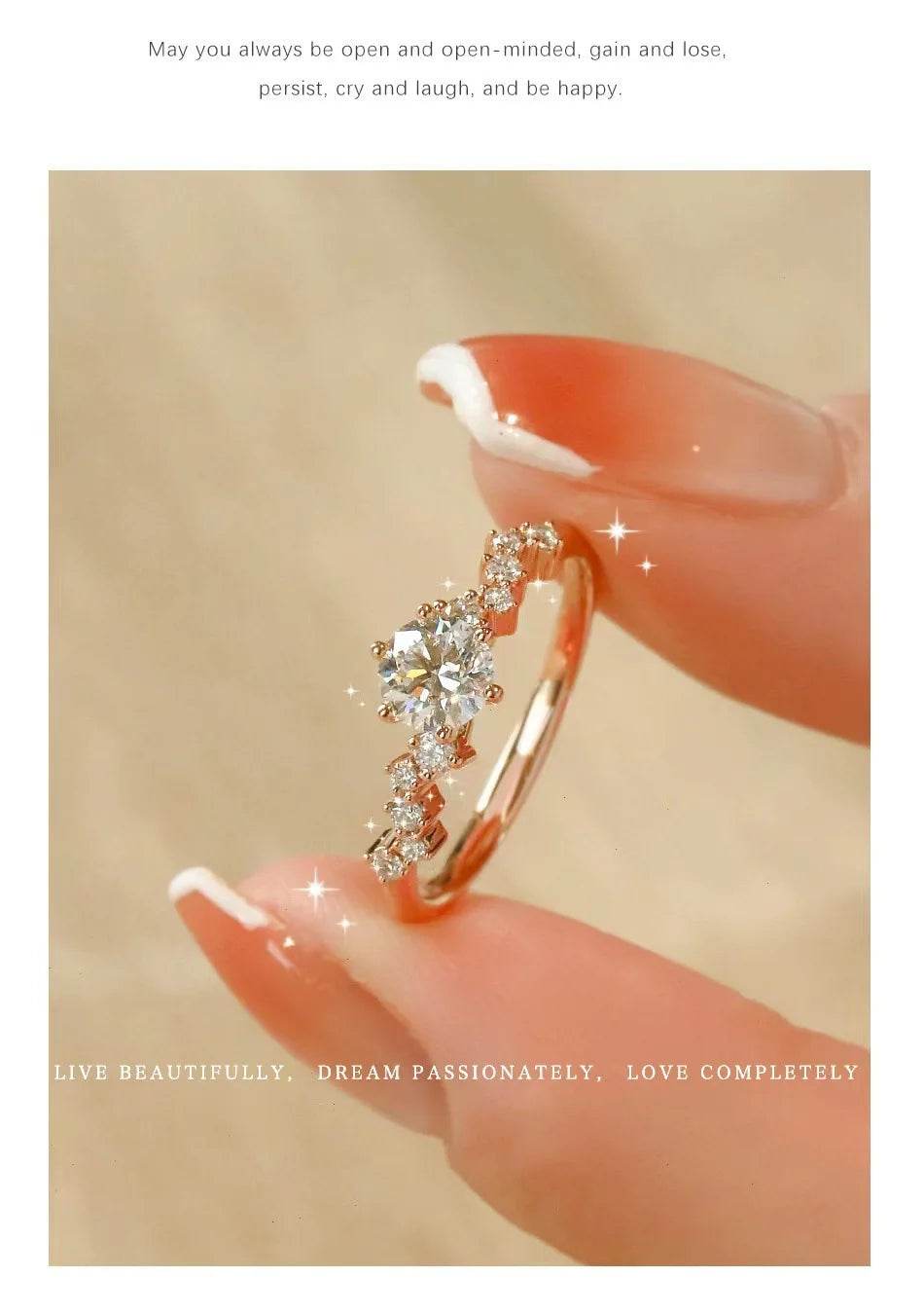 Star Engagement Rings for Women Stainless Steel Ring - HORA GIFT