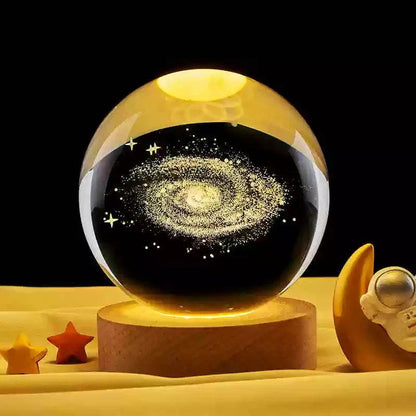 LED Night Light Galaxy Crystal Ball Table Lamp 3D Planet Moon Glowing Planetary - HORA GIFT