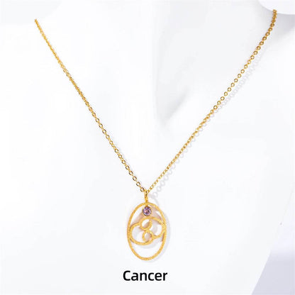 Zodiac Necklace for Women Aries Leo Pisces Sagittarius 12 Constellation Stainless Steel Neck Chains Jewelry Girl Birthday Gifts - HORA GIFT