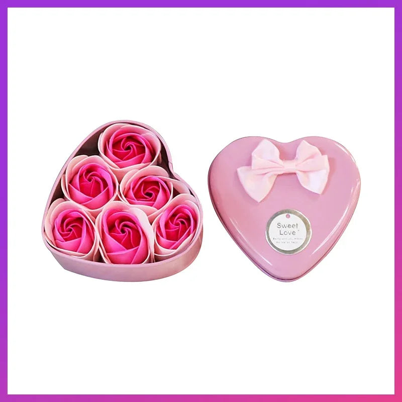 Soap Rose Romantic Scented Bath Soap Flowers Home Decor Fake Flower Wedding Pink Petal Valentine's Day Party Gift Box