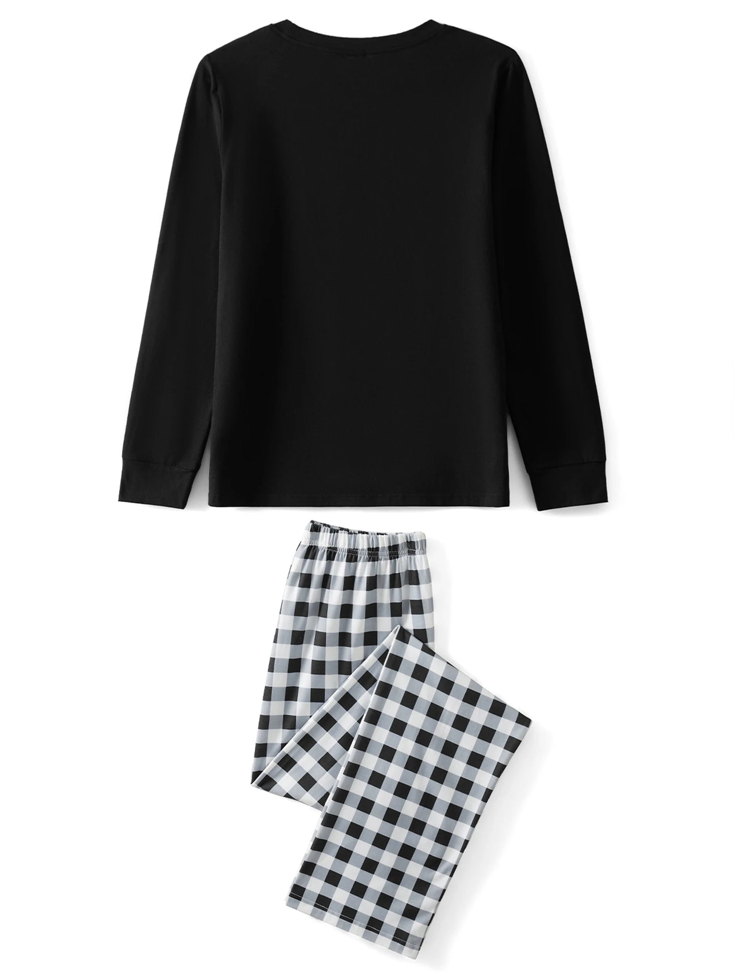 Matching Family Christmas Pajamas Set with Plaid and Letter Print Festive Holiday Sleepwear for Dad Mom and Kids Cozy PJs