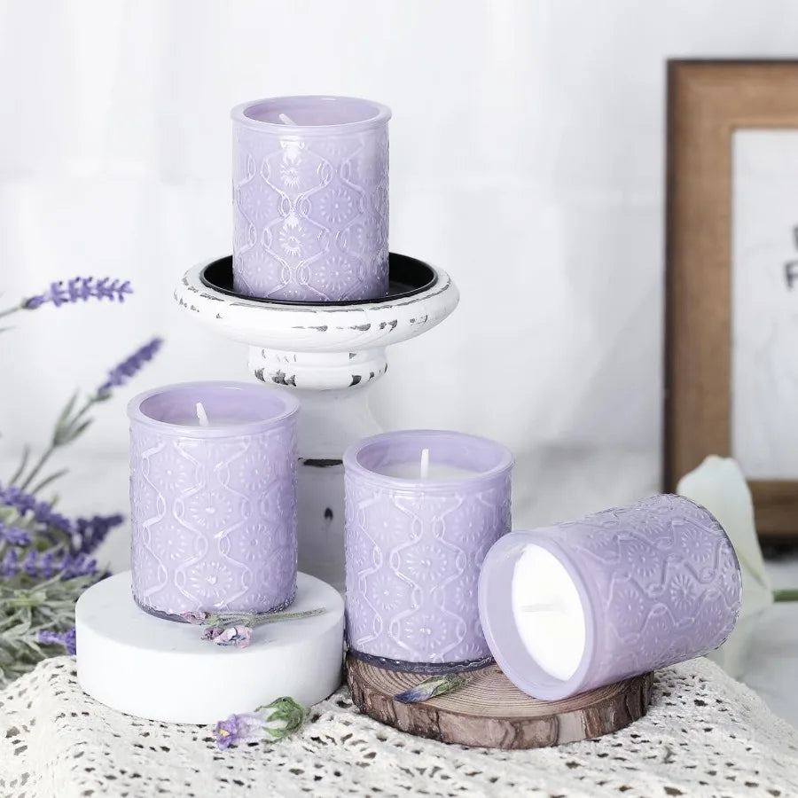 12oz Lavender Aromatherapy Candle Gift Set 4 Pack Natural Soy Wax Candles with 24H Burn Time for Relaxation Ideal for Bath Yoga