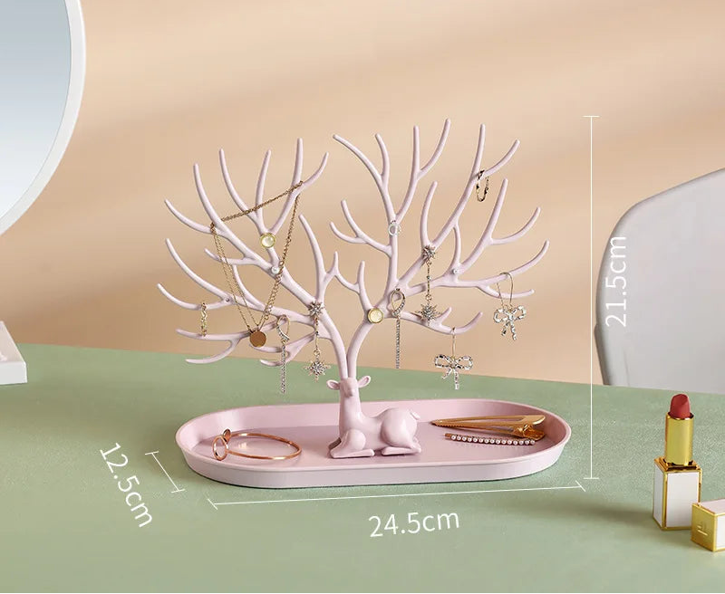 Antler Jewelry Display Stand Tray Tree Storage Racks Earrings Necklaces Rings Jewelry Boxes Case Desktop Organizer Make Up Decor