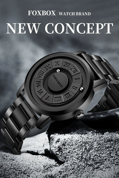 FOXBOX Military Waterproof Watch For Men LIGE Luxury Crolling Pointer Magnetic Force Watch Men Fashion Sport Quartz Chronograph