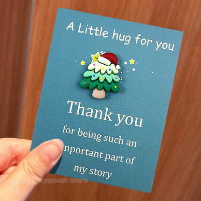 Marry Christmas Cards with Cute Resin Ornament Santa Claus Snowman Tree Ginger Man Christmas Greeting Cards Gift Thank You Card - HORA GIFT