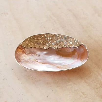 1pc Handmade Retro Shell Tray, Jewelry Dish & Decorative Bowl,  for Luxury Home Decor