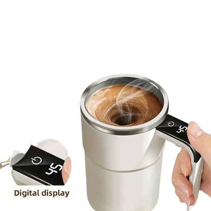 Smart mixing coffee cup LED display|USB charging|magnetic mixing function