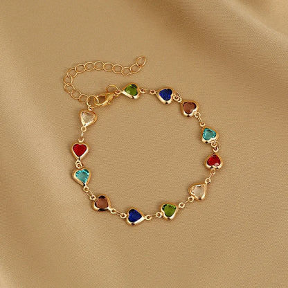 Fashion Women's Bracelet with Colorful Heart Gem Stones
