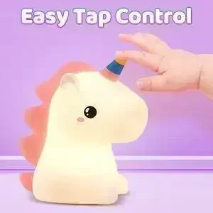 【Perfect Christmas Gift】Adorable Unicorn Silicone Night Light – USB Rechargeable 3-Level Dimmable Touch Lamp