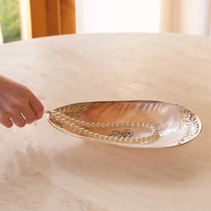 1pc Handmade Retro Shell Tray, Jewelry Dish & Decorative Bowl,  for Luxury Home Decor