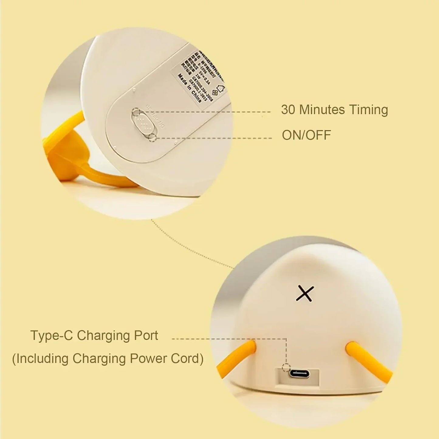 Silicone Lying Flat Duck Night Light Cute Yellow Duck 3-Level Light Up Bedside Desk Touch Night Lamp Kids Room Kawaii Decoration