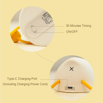 Silicone Lying Flat Duck Night Light Cute Yellow Duck 3-Level Light Up Bedside Desk Touch Night Lamp Kids Room Kawaii Decoration