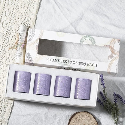 12oz Lavender Aromatherapy Candle Gift Set 4 Pack Natural Soy Wax Candles with 24H Burn Time for Relaxation Ideal for Bath Yoga