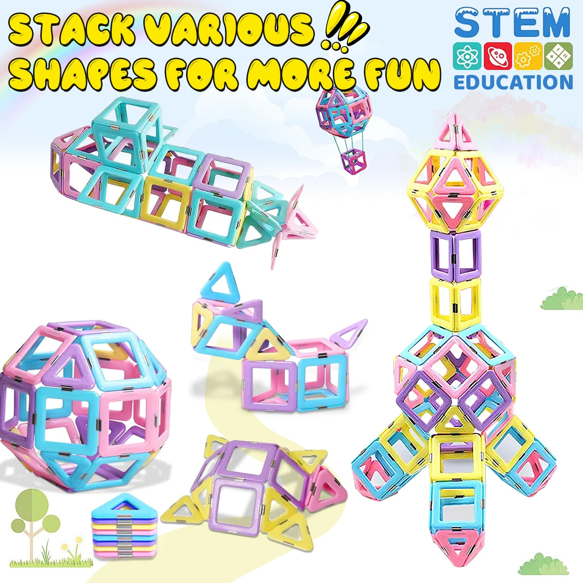 Magnetic Blocks Magnetic Building Blocks Set Magnetic Blocks STEM Toys Creativity Educational Construction Toys for Kids Gifts