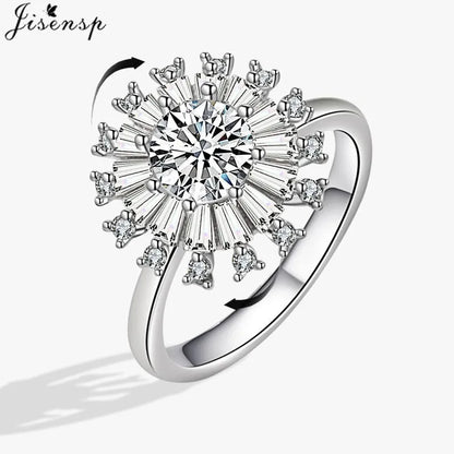 Korean Woman Anxiety Relaxing Ring Multiple Crystal Sunflower Snowflake Knuckle Rings Anti Stress Jewelry Girls Rotating Gift
