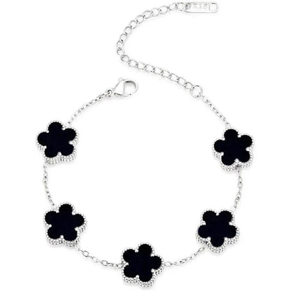 Clover Bracelet Women Girls Gold Silver Stainless Steel Five Leaf Flower Dainty Luxury - HORA GIFT