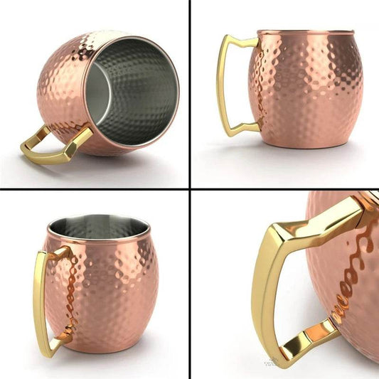 1pcs 550ml 18 Ounces Moscow Mule Mug Stainless Steel Hammered Copper - HORA GIFT