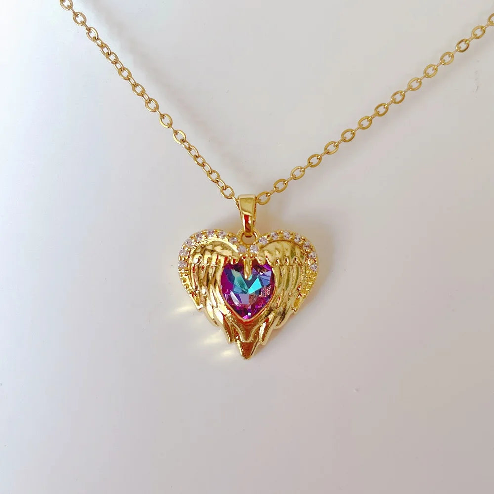 Vintage Rectangular Pendant Necklace with Enamel Floral Design in Stainless Steel