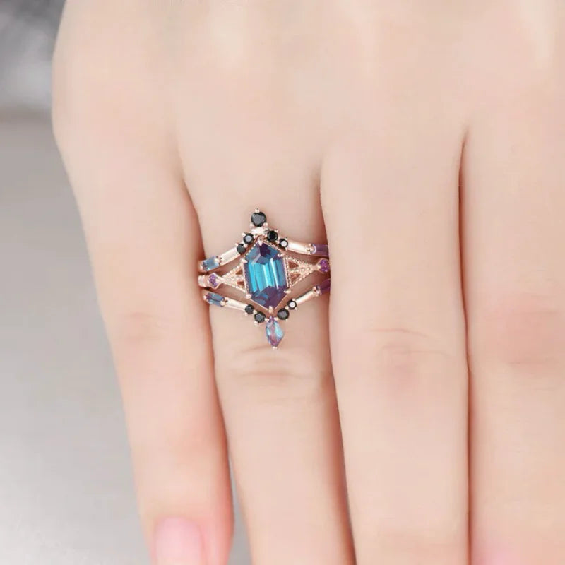 2 Sets of New Creative and Luxurious Women's Ring Sets, Inlaid with Synthetic Cubic Zirconia AValentine's Day Gift for Your Wife