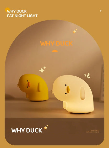 Rechargeable LED Night Light Cute Duck Silicone Patting Lamp Nursery Children Nightlights Home Bedside Room Decor Birthday Gift - HORA GIFT