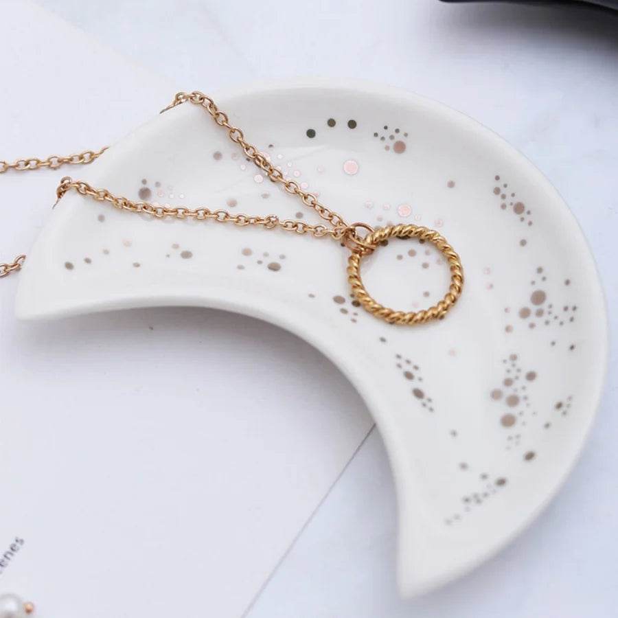 1pc ceramic moon jewelry dish - HORA GIFT