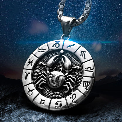12 Constellation Zodian Signs Pendants Unique Design Horoscope Two-Sided Pendant Necklace for Men  Jewelry Birthday Gifts