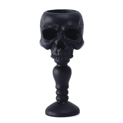 Pillar Candlestick Holder Gothic Skull Tealight Holder Resin Candlestick Table Decor Ornament for Halloween Decorations